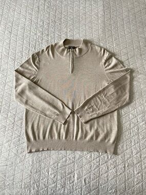 H&M Men’s Half Zip-Sweater - Large - Tan
